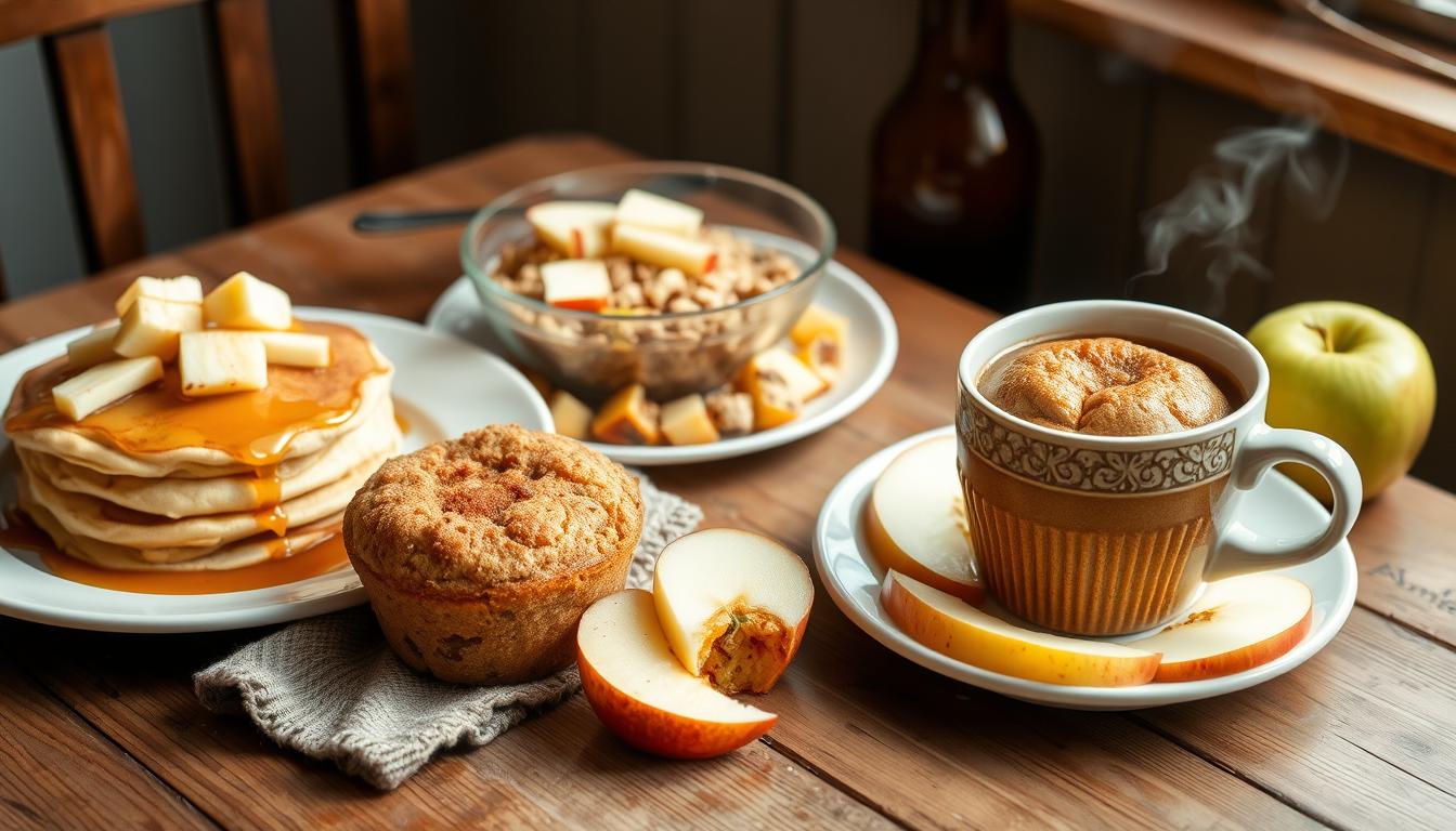 Healthy apple breakfast bowl with fresh apple slices, granola, and yogurt