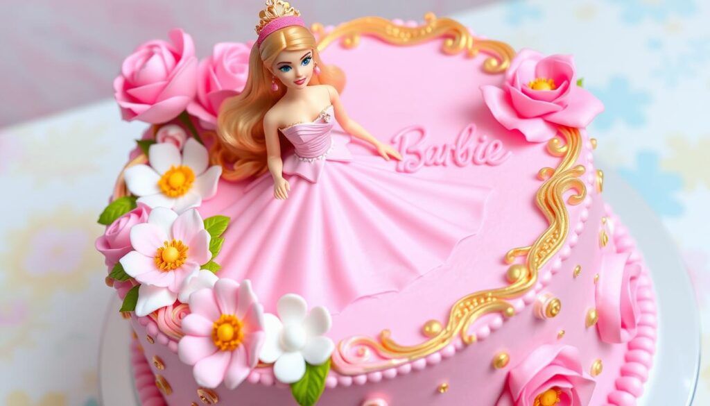 barbie figurine cake