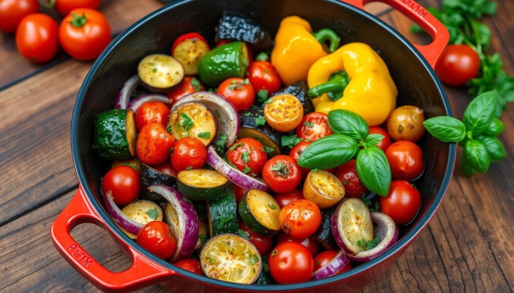 Mediterranean vegetarian one-pan meal