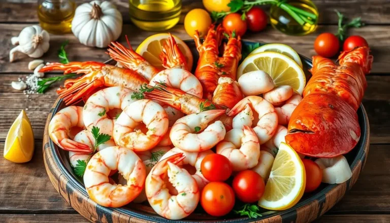 A rich and flavorful seafood boil sauce in a bowl surrounded by shrimp, crab, and corn