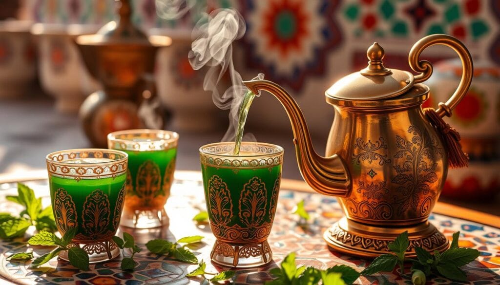 Traditional Moroccan Mint Tea Preparation