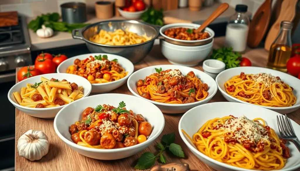 This sausage pasta recipe features savory sausage, a creamy tomato sauce, and fresh herbs for a bold, satisfying meal!