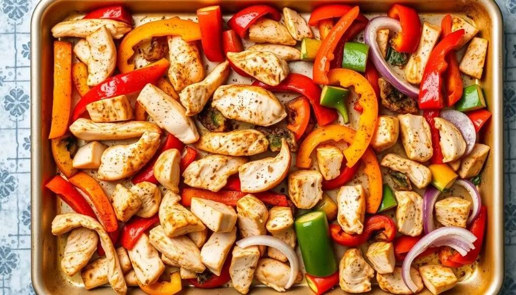 Sizzling chicken fajitas with colorful bell peppers and onions, served on a warm tortilla. A delicious and easy one-pan meal.